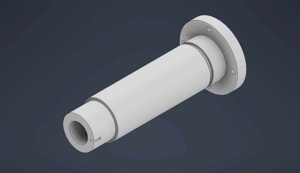 CAD model of a custom cylindrical flanged component