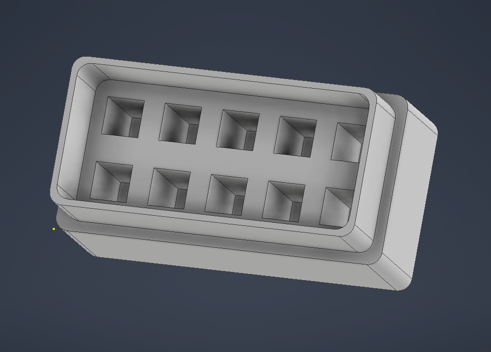 CAD model of a custom 10-position steel stamp holder